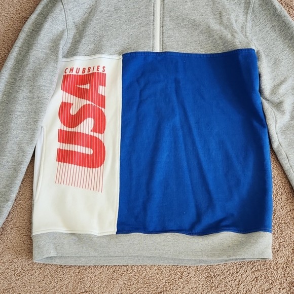 Chubbies Vintage 1/4 Zip USA Sweatshirt Pullover, Gray/Blue/Red/White, Size M - Picture 2 of 5